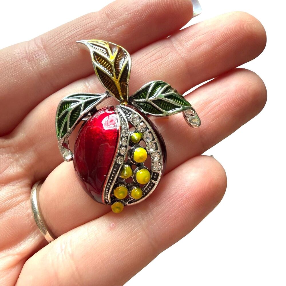 Vintage Jewelry Pomegranate Brooch Pin Fruit Brooch